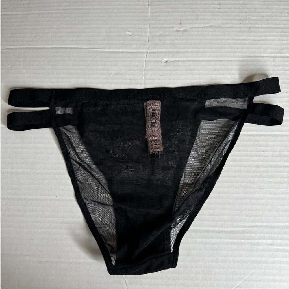 NWT Victoria's Secret Very Sexy Large String Bikini in Black Mesh Sheer NEW - Picture 6 of 7